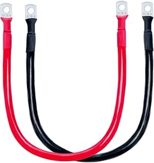 ECO-WORTHY 5AWG Battery Cable with 15/64'' (M6) Lug Terminals 14inch Cables Set Tinned Copper Battery Inverter Cable for Car, Truck, RV, Solar