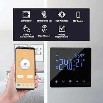 WiFi Smart Thermostat Temperature Controller for 3A Water Heating LCD Display Touch Screen Week Programmable Tuya App Control Underfloor Heating Thermostats for Home Office School Hotel