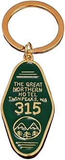 TV show Twin Peaks Keychain Green Prismatic Metal Keyring Key chain The Great Northern Hotel Twinpeaks Gift for TV show fans