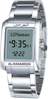 Islamic Azan Watch for Men , Digital, Stainless Steel, Silver, HA-6208S