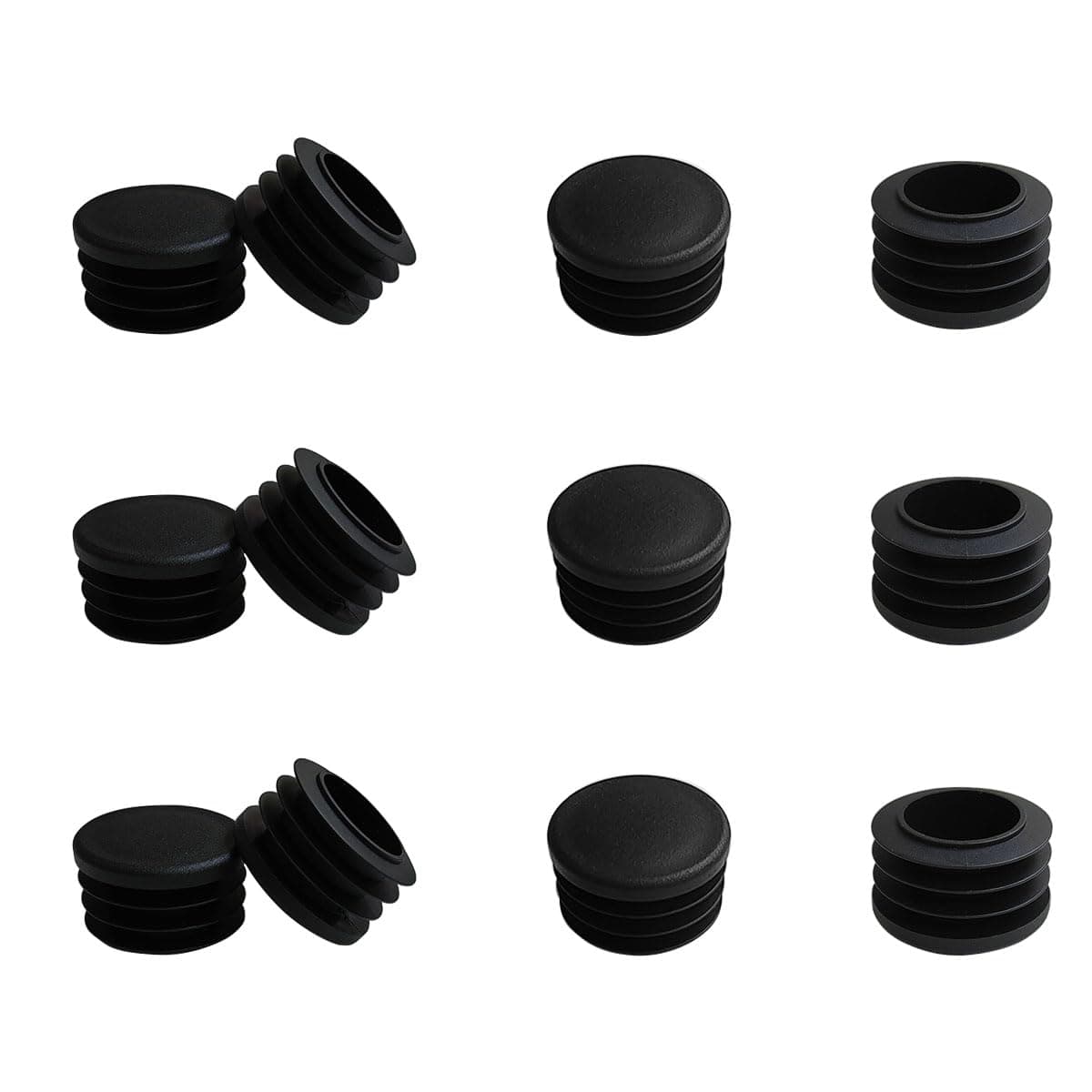 12 Pcs 1 1/4 Inch Round Plastic Plug Round Tubing Black Plastic Plug，Pipe Tubing End Cap for Round Tube Furniture Finishing Plug