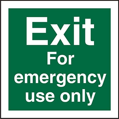 Stewart Superior Seco Exit For Emergency Use Only Sign, 150mm x 150mm - Self Adhesive Vinyl