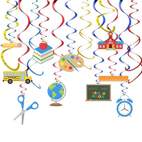36Pcs Back to School Hanging Swirl Decorations Ceiling Streamers for First Day of School Teacher Gift Classroom Decor