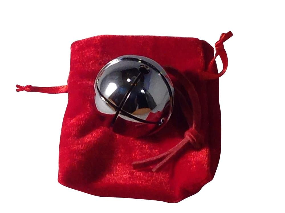 Medium Silver Believer Polar Express Sleigh Bell with Real Leather Harness