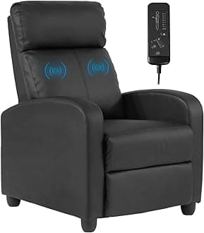 Massage Reclining for Adults Massage Recliner Chair for Living Room Recliner Sofa Winback Single Sofa Home Theater Seating w/Footrest Backrest Breathable Padded Reclining Easy Lounge,Black