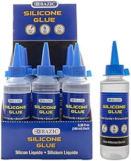 BAZIC Silicone Glue 3.38 Oz. (100 mL), Waterproof Crack Resistant, Quick Repair for Glass Window Plastic Kitchen, 72-Pack