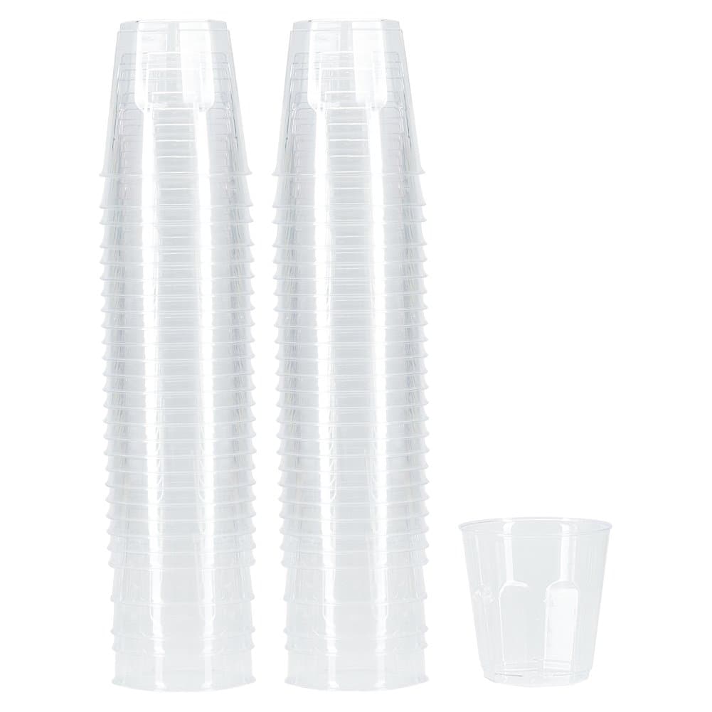 Belinlen 100-Pack 6-Ounce Plastic Disposable Cups Hard Disposable Plastic Party Tumblers(Clear)