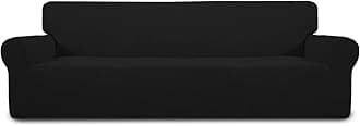 Easy-Going Stretch 4 Seater Sofa Slipcover 1-Piece Sofa Cover Furniture Protector Couch Soft with Elastic Bottom for Kids, Polyester Spandex Jacquard Fabric Small Checks Black