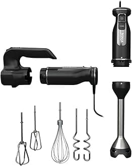 Foodi 3-in-1 Hand Blender, Hand Mixer & Chopper, Food Processor with 3 Attachments, 850W Powerbase, 5 Mixing Speeds, 2 Blending Speeds, 1.5m Cord, Black, CI100ME, 2 Years Warranty