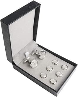 Dannyshi Mens Cufflinks and Studs Tuxedo Shirts Business Wedding Initials Alphabet A-Z Gift Set