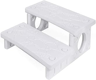 XtremepowerUS 2-Steps Heavy Duty Plastic Resin Spa Steps - Hot Tub, Inflatable Pool, and Patio Accessories, for Outdoor Use, Weatherproof Materials, White