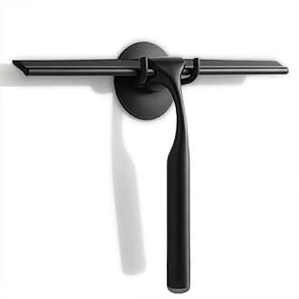 Quntis 10-Inch Matte Black Shower Squeegee for Glass Doors – Stainless Steel with Non-Slip Handle, Replacement Blade & Hook – Ideal for Bathroom, Mirrors, Tiles, and Car Windows