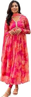 KD Women's Anarkali Floral Printed Kurta Pent Set with Dupatta Anarkali Kurta for Women | Kurta Set | Ethnic Set | Dupatta Set