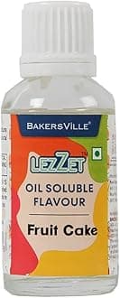 Premium Concentrated Oil Soluble Flavour Essence ( Fruit Cake ) for Chocolate, Cake Making, Candy, Cookies, Ice Creams, Desserts | Water & Oil Soluble | Sugar-Free | 30ml