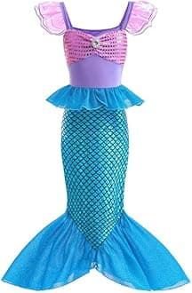 Lito Angels Little Mermaid Princess Fancy Dress Up Costume Birthday Party Outfit with Accessories for Kids Girls Age 2-9 Years, Purple Blue