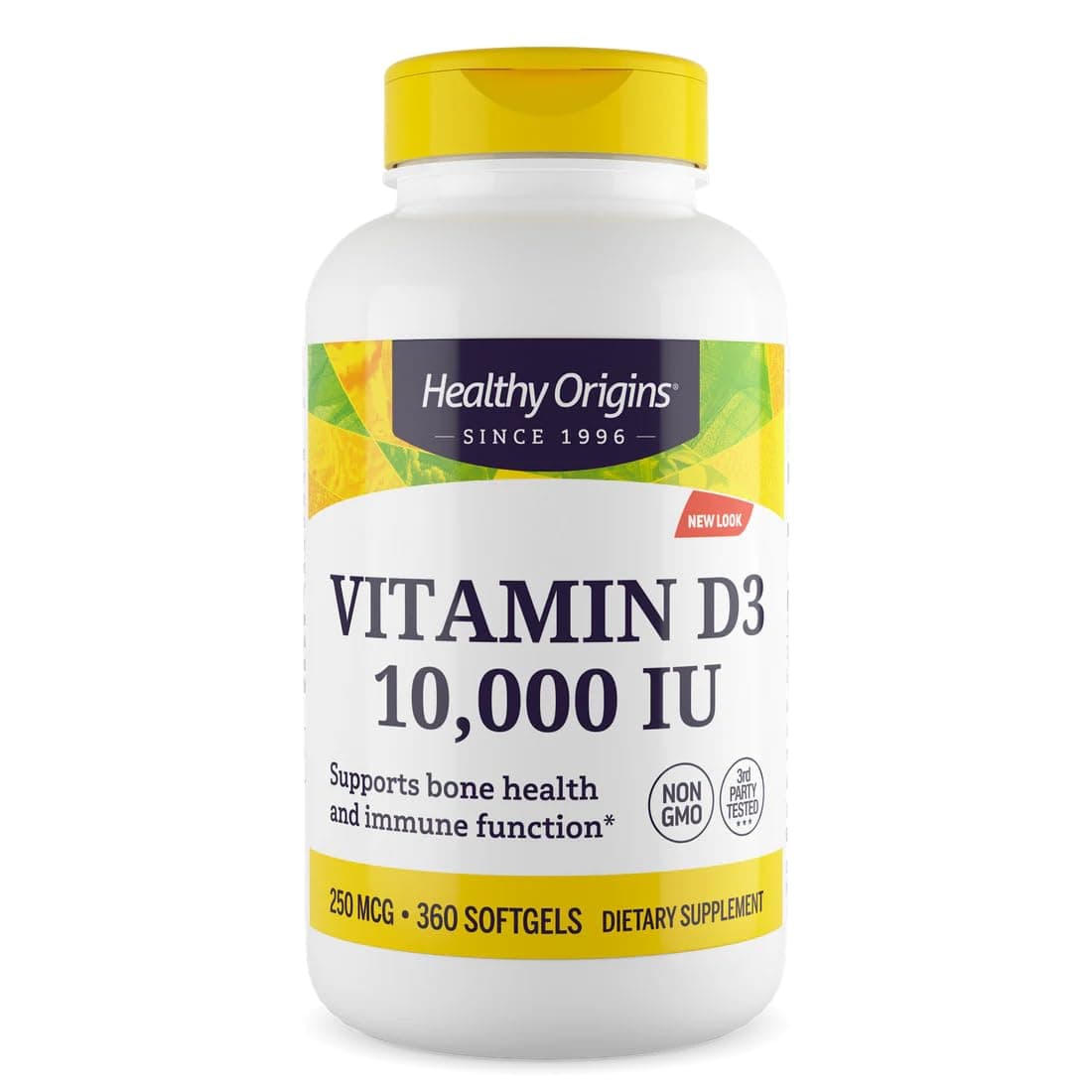 Vitamin D3 10,000 IU (Non-GMO, High Potency, Bone Support, Immune Support, Gluten Free), 360 Softgels