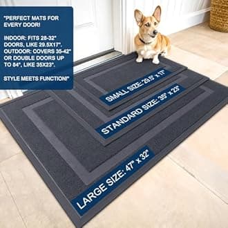 OLANLY Front Door Mat Indoor Outdoor Entrance, Waterproof All-Season, All-Weather Doormat, Sturdy Natural Rubber, Fade Resistant, Low Profile, Easy Clean Patio Porch Entryway Mat, 47x23, Dark Grey