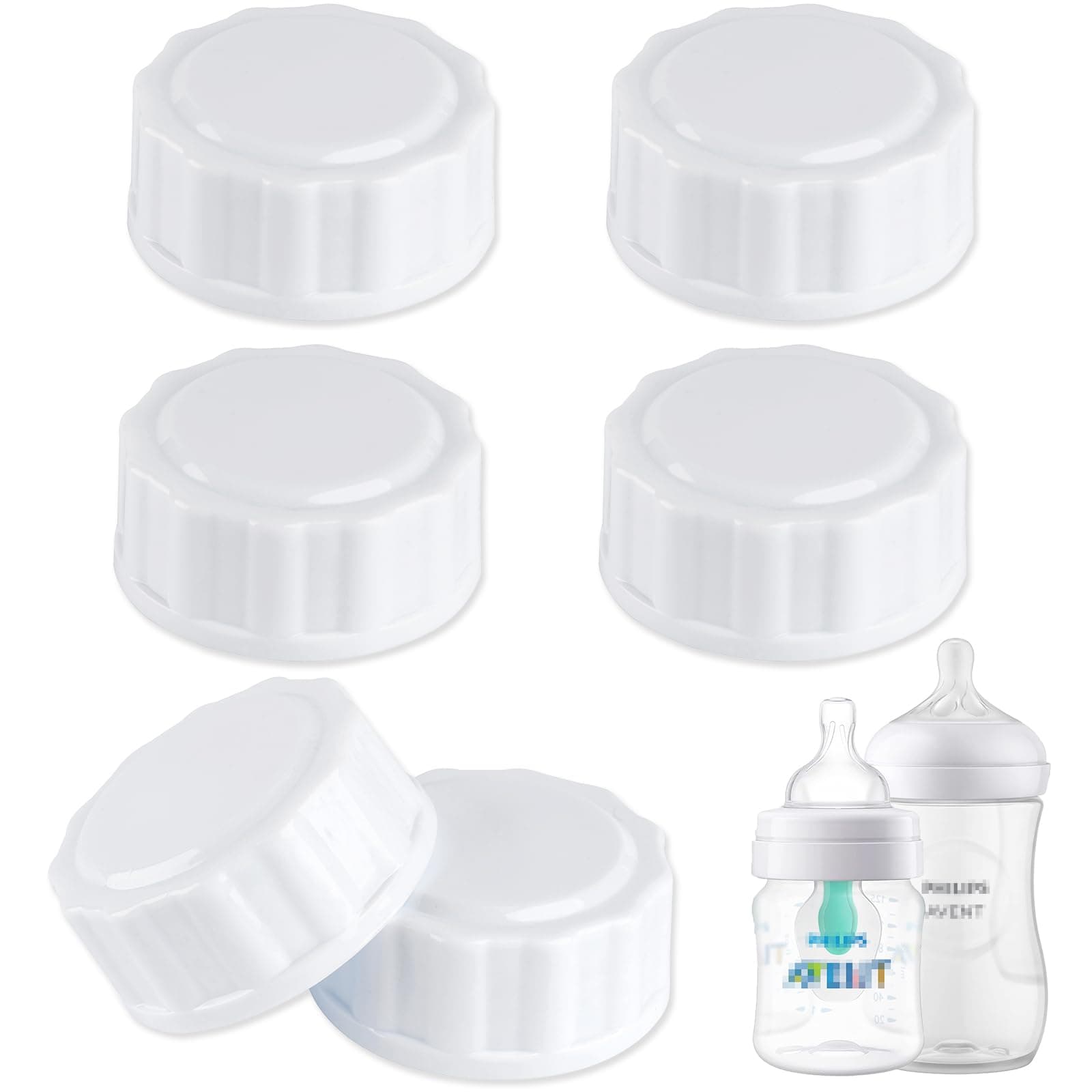 (6-PCs) Travel Bottle Caps Compatible with Avent Bottles, Bottle Lids Replacement