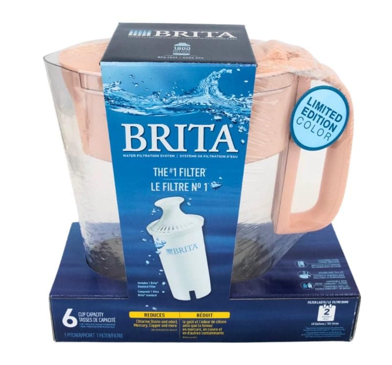 Bri.ta Metro Water Filteration System Pitcher 6 Cup Pink BPA Free