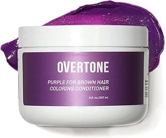 oVertone Haircare Color Depositing Conditioner - 8 oz Semi Permanent Hair Color with Shea Butter & Coconut Oil - Temporary Hair Color Dye - Vegan, Cruelty-Free - Purple for Brown Hair