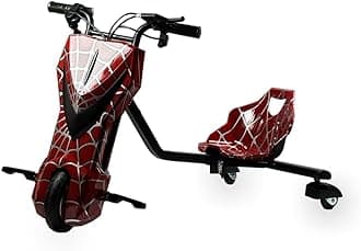 36V Electric Drift Trike for Kids | 8" Front Motorized Wheel & PU Rear Wheels with LED Lights | Variable Speed Ride-On | Suitable for Ages 8-14 | Unique Stylish Designs (Black Lightning)