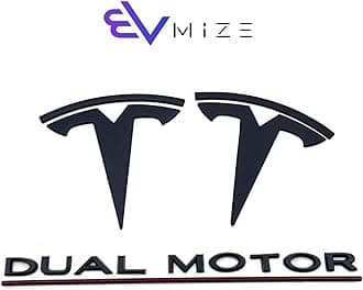 Tesla Model 3 Emblem Bundle Front Rear T Badge Matte Black Glossy Black Logo OEM Dual Motor Set Metal Decal Sticker with 3m Adhesive Highland (Matte Black)