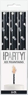 Ice Fountain Candle Cake Topper Sparkler for Birthday, Wedding, Anniversary Decoration. (3 PCS, Black)