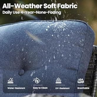 ovios 8 Pieces Patio Furniture Set, Outdoor Wicker Sofa with Swivel Chairs, Coffee Table, All Weather High Back Rattan Loveseat Couch with Comfy Cushions, Denim Blue