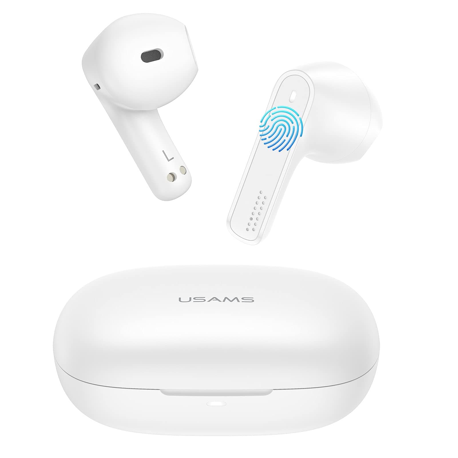 True Wireless Active Noise Cancelling Earbuds, Bluetooth 5.0 Headphones with Charging Case, Touch Control, Built-in Microphone, Immersive Sound Premium Deep Bass Headset (White)