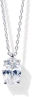 14K Gold Plated Cubic Zirconia Diamond Pendant Necklace for Women | Adjustable Slider