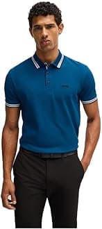 Boss Mens Paddy Organic-Cotton Polo Shirt With Contrast Logo Details