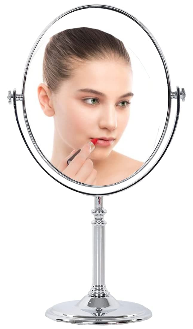 Makeup Mirror Dual Sided Magnification 1X and 5X | Folding Portable Table Desk Vanity Oval Mirrors with Stand use for Cosmetic Shaving|Bathroom|Living|Bed|Dressing Room|Beauty Parlor|Gift