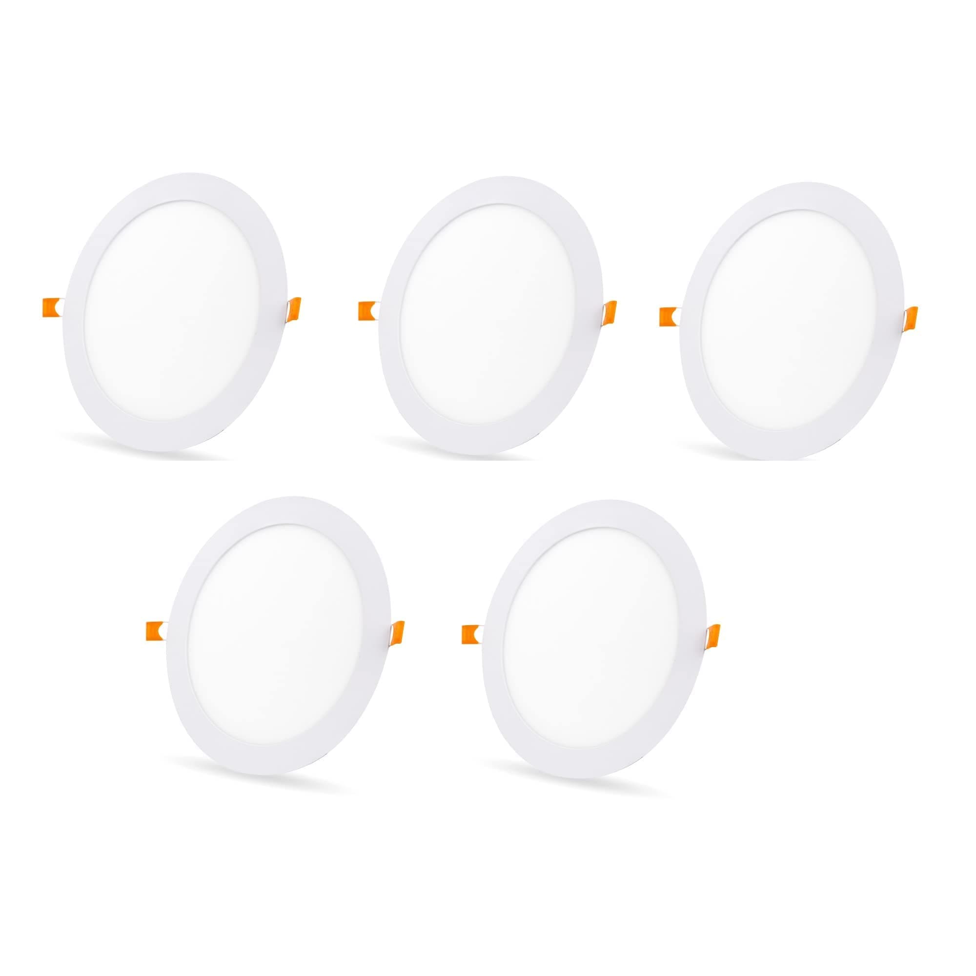 D'Mak 12 Watts Round Led Conceal Panel Light for False Ceiling & POP - White, Pack of 5