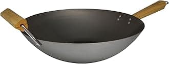 IMUSA 14" Wok with Wooden Handles - Silver