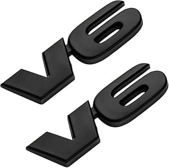 2 PCS V6 Metal Emblem, 3D V6 Nameplate Logo Badge Sticker Car Bumper Decal, Self-Adhesive Metal Emblem Sticker Exterior Decor for Vehicle Trunk Tailgate Side Fender (Black)