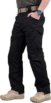 TACVASEN Men's Cargo Combat Work Trousers Military Outdoor Pants with Zip Pockets