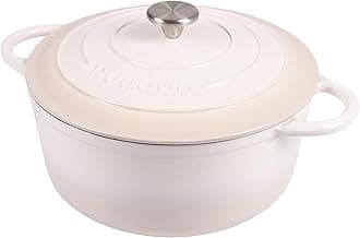 Nuovva Enamelled Cast Iron Dutch Oven Pot with Lid – 6.4 Quart Casserole Dish – Ceramic Dutch Oven for Bread Baking, Roasting, Braising & Stews – Oven Safe up to 500°F – 28cm Cream