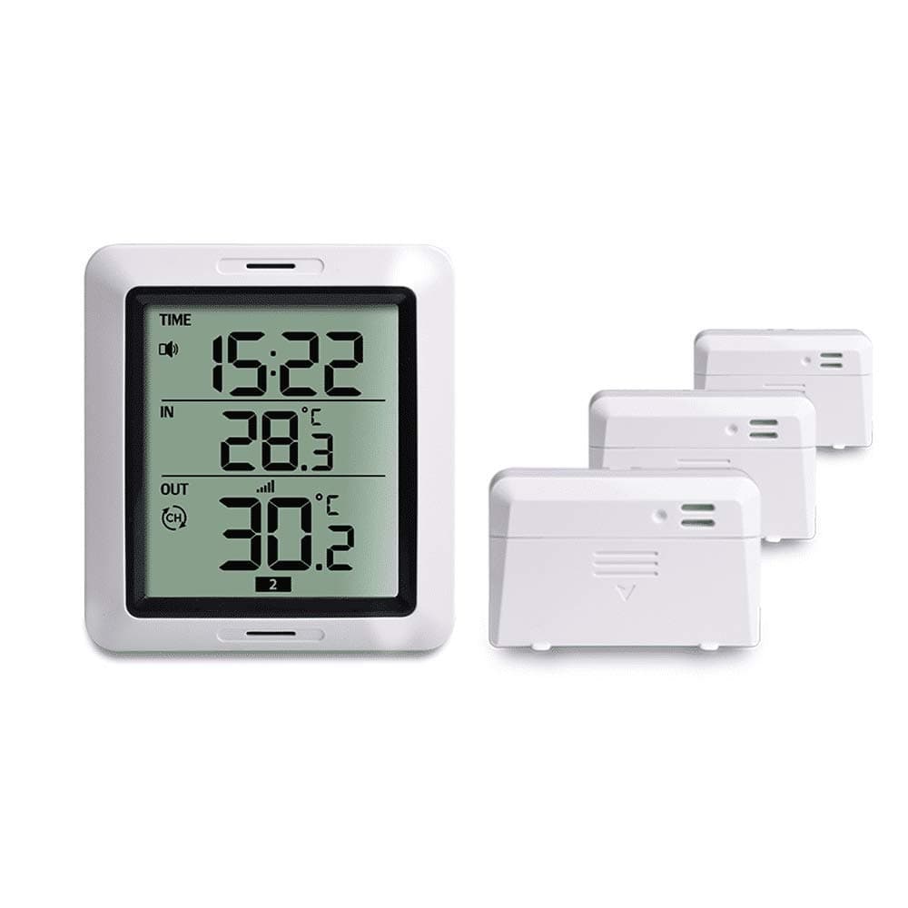 Ecowitt WH0281 Wireless Digital Indoor Outdoor Thermometer, Includes 3 Pcs Outdoor Thermometer Sensor and 1 Pcs Indoor Thermometer Display Console, 433 MHz