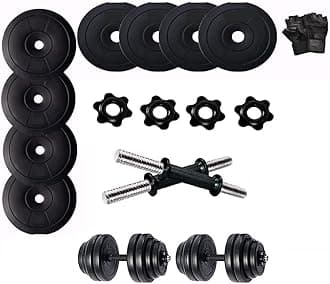 Bodyfit (8kg-40kg) Plates Adjustable Dumbbell Exercise Rods, Weight set, Home Gym Fitness Kit, Gym Plates Equipment, Gym Set. (22 Kg Gym Set)