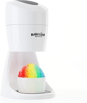 Hawaiian Shaved Ice S900A Snow Cone and Shaved Ice Machine with 2 Reusable Plastic Ice Mold Cups, Non-slip Mat, Instruction Manual, 1-year Manufacturer’s Warranty, 120V, White