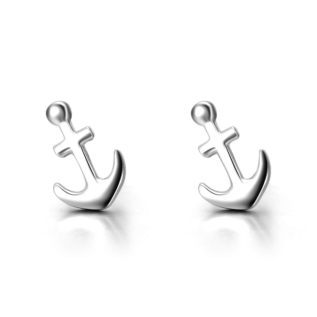 LUHE Anchor Earrings Sterling Silver Small Minimalist Hypoallergenic Nautical Stud Earrings for Women Birthday Gift