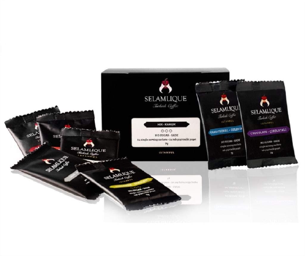 Selamlique's Mixed Flavoured Turkish coffee (24 single serving sachets)