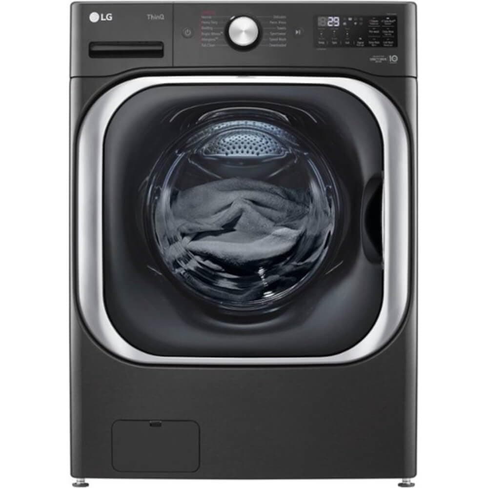 5.2 cu. Ft Stackable Smart Front Load Washer in Black Steel with Steam & Turbowash Technology