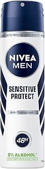NIVEA MEN Sensitive Protect deodorant spray (150 ml), antiperspirant for sensitive skin, protects against underarm wetness for 48 hours without irritating the skin