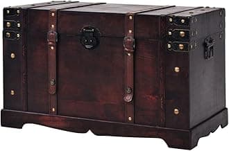 – Chest Wood Vintage Treasure Brown Storage Cabinet Box Trunk Treasure