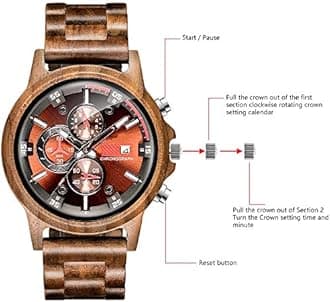WASTIME Wooden Watches Men Women Stylish Sports Date Chronograph Multifunctional Wooden Wrist Watches