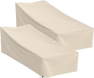 Waterproof Patio Chaise Lounge Cover, Heavy Duty Outdoor Lounge Chair Covers,UV Resistant Patio Furniture Covers 600D Oxford Cloth (Khaki, 80"W x 32"D x 25"H-2Pack)