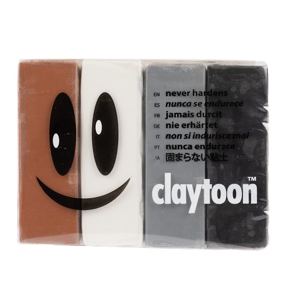 Craft County Claytoon Modeling Clay – 1 lb Set (Four 4-oz Bars) – for Adult Use Only – Perfect for Claymation, Stop Motion, Models, and More!