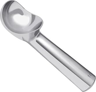 Ice Cream Scoop I Aluminum Design Ice Cream Scooper I Nonstick Anti-Freeze, Heavy Duty Durable I Lightweight I Spoon for Gelato, Cookie Dough, Sorbet, Almond – 7Inch (Light Silver)