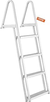 VEVOR Removable Dock Ladder 3/4/5 Steps, 350/500lbs Load Capacity, Aluminum Swim Ladders, Pontoon Boat Ladder with Nonslip Design for Lake, Marine Boarding, Pool